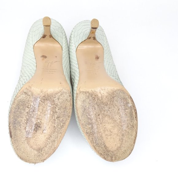 Giuseppe Zanotti  Leather Snakeskin Peep Toe Pumps - Picture 9 of 14